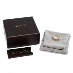 Gucci Sterling Silver Signature Band Ring Size EU 57