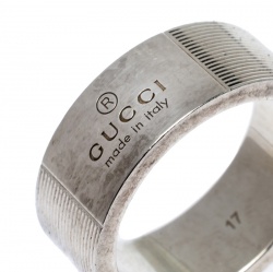 Gucci Sterling Silver Signature Band Ring Size EU 57