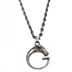 Pre Owned Gucci G Horse-head Silver Pendant Necklace