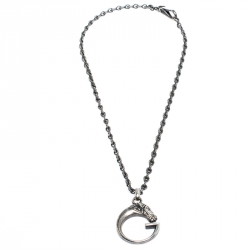Pre Owned Gucci G Horse-head Silver Pendant Necklace