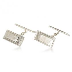 Pre Owned Gucci Curve Aperte Sterling Silver Chain Cufflinks