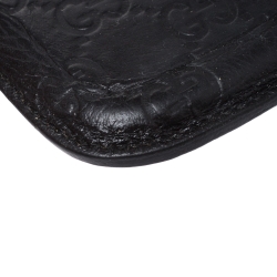 Pre Owned Gucci Black Guccissima Leather Web Phone Case