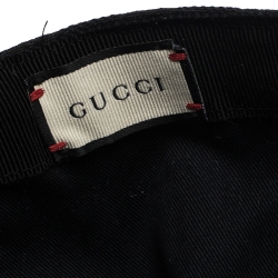 مملوكة مسبقًا قبعة باسبول غوتشي بحواف ويب كانفاس GG سوداء L