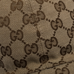 مملوكة مسبقًا قبعة باسبول غوتشي حواف ويب كانفاس GG بيج XXL