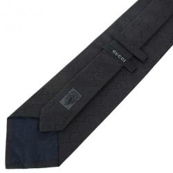 مملوكة مسبقًا Gucci Black 'GG' Monogram Silk Tie