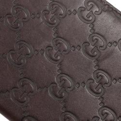 Pre Owned Gucci Brown Guccissima Leather Passport Case