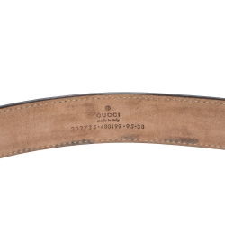 Pre Owned Gucci Beige GG Supreme Canvas Square Buckle Belt 95CM