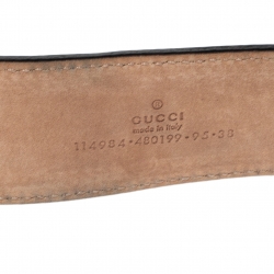 Pre Owned حزام غوتشي بإبزيم جي جي متداخل جلد و كانفاس أحمر و أخضر 95 سم