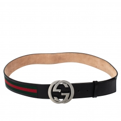 Gucci Red Suede Belt With Interlocking G Buckle for Men