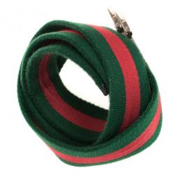 Pre Owned Gucci Signature Web Belt With Engraved Gucci Script Logo & D Ring Buckle
