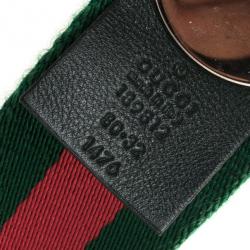 Pre Owned Gucci Signature Web Belt With Engraved Gucci Script Logo & D Ring Buckle