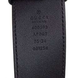 Pre Owned Gucci Black Leather GG Marmont Buckle Belt 85 CM