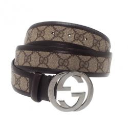 مملوكة مسبقًا حزام غوتشي غوتشيسيما كانفاس بإبزيم GG بني 100سم