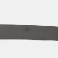 Pre Owned Gucci Grey Leather Interlocking G Buckle Belt 95CM
