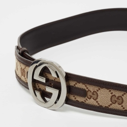 Gucci Beige/Ebony GG Canvas Belt w/ Interlocking GG Buckle Size 95