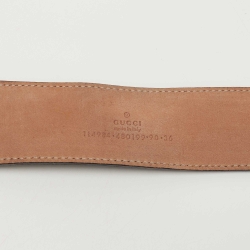 Gucci Green/Red Web Fabric and Leather Interlocking G Buckle Belt 90CM