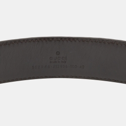 Pre Owned Gucci Dark Brown Guccissima  Leather Square Buckle Belt 100CM