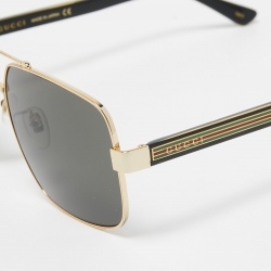 Pre Owned Gucci Black/Gold GG0529S Aviator Sunglasses