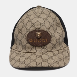 مملوكة مسبقًا Gucci Beige Tiger GG Supreme Canvas Baseball Cap M