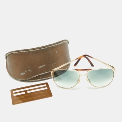 Pre Owned Gucci Green/Brown Gradient GG2206/S Aviator Sunglasses