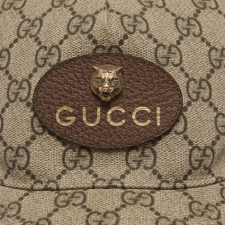 Pre Owned Gucci Beige Canvas GG Supreme Appliqued Baseball Cap M