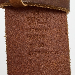Pre Owned Gucci Brown Leather GG Marmont Buckle Belt 95CM