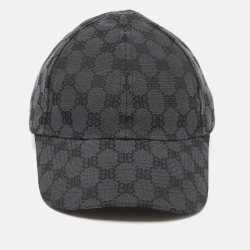 مملوكة مسبقًا Balenciaga X Gucci Anthracite Grey BB Monogram Canvas Hacker Cap L