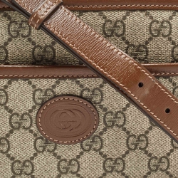 Gucci Brown/Beige GG Supreme Canvas and Leather Mini Interlocking G Crossbody Bag