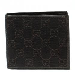Gucci Dark Brown GG Canvas and Leather Bi Fold Wallet