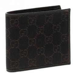 Gucci Dark Brown GG Canvas and Leather Bi Fold Wallet