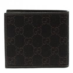 Gucci Dark Brown GG Canvas and Leather Bi Fold Wallet