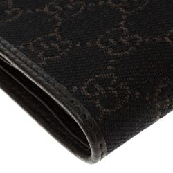 Gucci Dark Brown GG Canvas and Leather Bi Fold Wallet