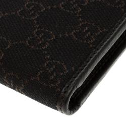 Gucci Dark Brown GG Canvas and Leather Bi Fold Wallet
