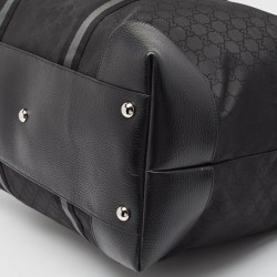 Gucci Black GG Nylon and Leather XL Web Duffle Bag