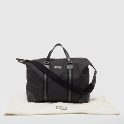 Gucci Black GG Nylon and Leather XL Web Duffle Bag