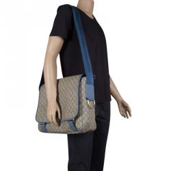 مملوكة مسبقًا حقيبة ماسنجر غوتشي ستار ديابر كانفاس مقوى زرقاء فاتحة/ بيج GG