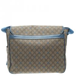 مملوكة مسبقًا حقيبة ماسنجر غوتشي ستار ديابر كانفاس مقوى زرقاء فاتحة/ بيج GG