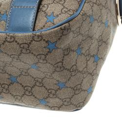 مملوكة مسبقًا حقيبة ماسنجر غوتشي ستار ديابر كانفاس مقوى زرقاء فاتحة/ بيج GG