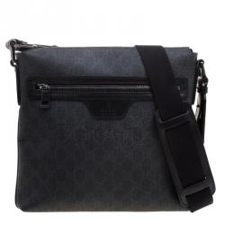 Gucci Black GG Supreme Canvas Messenger Bag