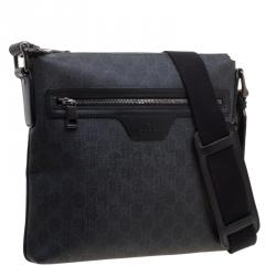 Gucci Black GG Supreme Canvas Messenger Bag