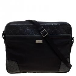 Gucci Black Nylon and Guccissima Leather Messenger Bag
