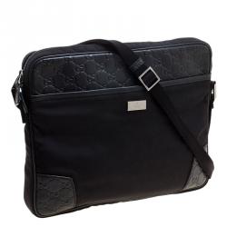 Gucci Black Nylon and Guccissima Leather Messenger Bag