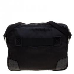 Gucci Black Nylon and Guccissima Leather Messenger Bag