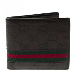 Gucci Brown Guccissima Leather Web Bifold Wallet 
