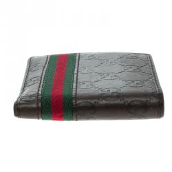 Gucci Brown Guccissima Leather Web Bifold Wallet 