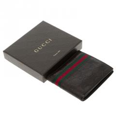 Gucci Brown Guccissima Leather Web Bifold Wallet 