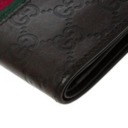 Gucci Brown Guccissima Leather Web Bifold Wallet 