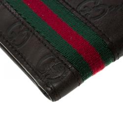 Gucci Brown Guccissima Leather Web Bifold Wallet 