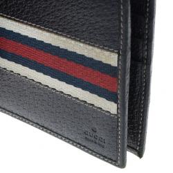 مملوكة مسبقًا Gucci Signature Web Leather Men Bi-fold Wallet