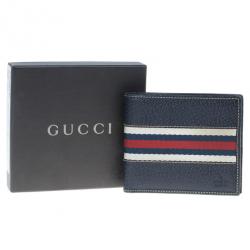 مملوكة مسبقًا Gucci Signature Web Leather Men Bi-fold Wallet